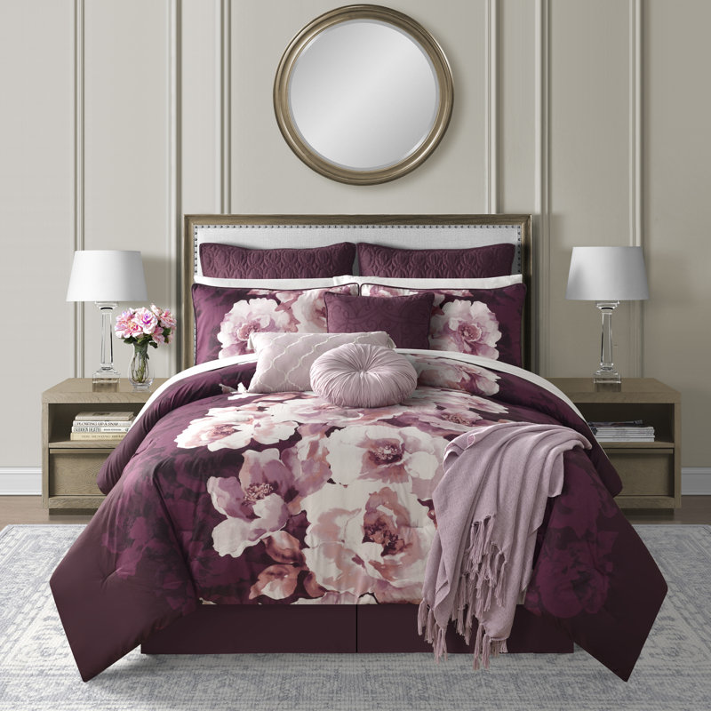 Lanwood Home Liana Oversized Floral 14 Piece Comforter Set & Reviews